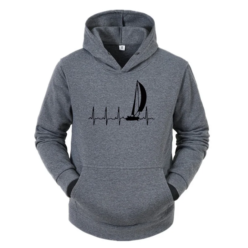 

Autumn Winter Graphic Hoodies Sailing Hoodie SAILING IN A HEARTBEAT Sweatshirt Shirt Fashion Cute Long Sleeve Mens Pullover