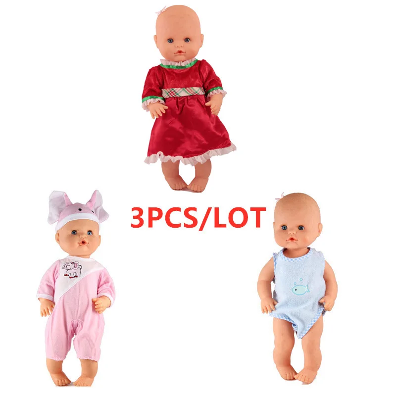 3pcs mixed 6 13 дюймов Одежда для кукол, 35 см Nenuco кукла Ropa y su Hermanita аксессуары 1 розовый красный наряд 1 синий белый наряд 1 цвет платье - Цвет: 3pcs mixed 6
