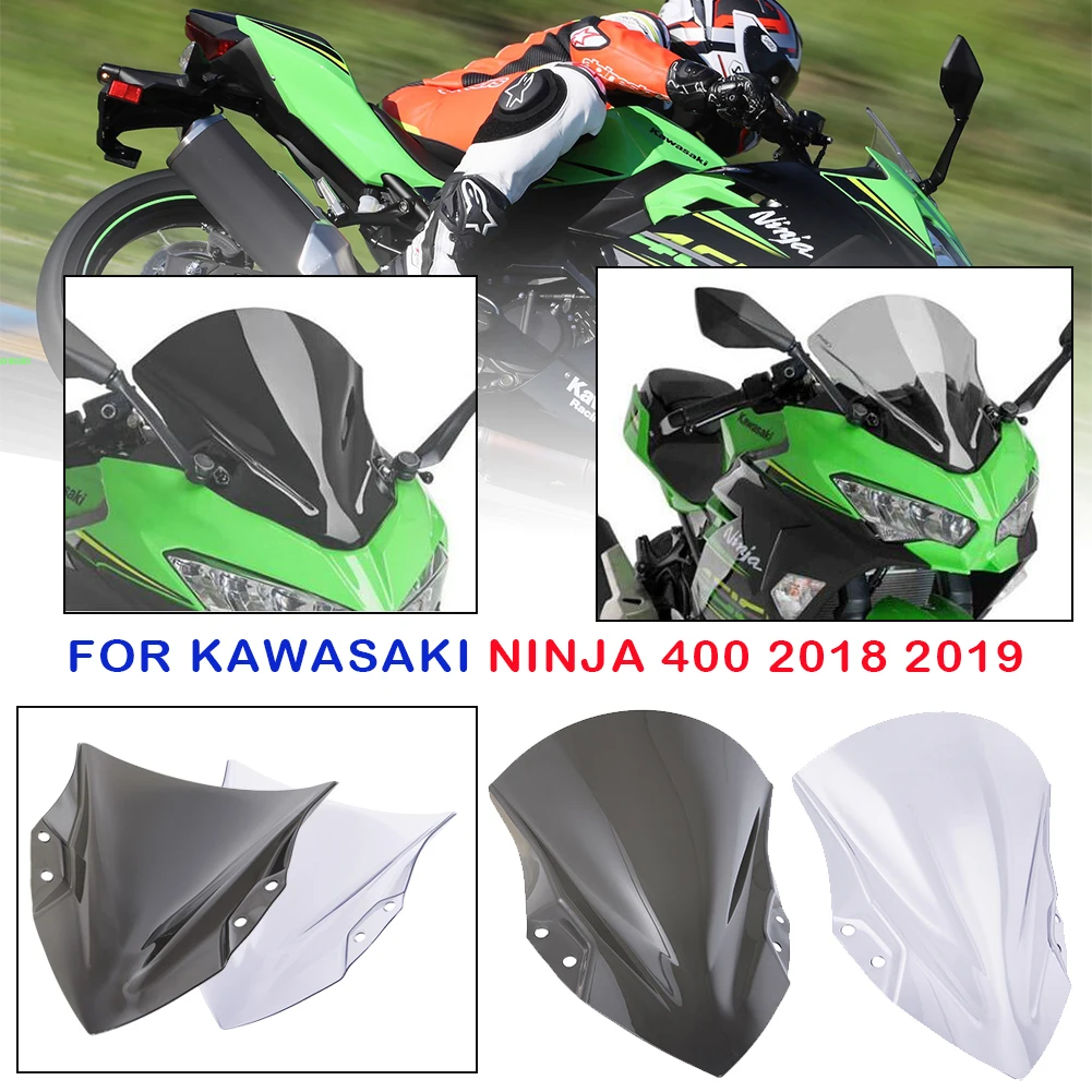 

Для Kawasaki Ninja 400 2018-2019, высококачественные пластиковые перегородки на лобовое стекло для мотоцикла из поликарбоната, ветровые отражатели ...