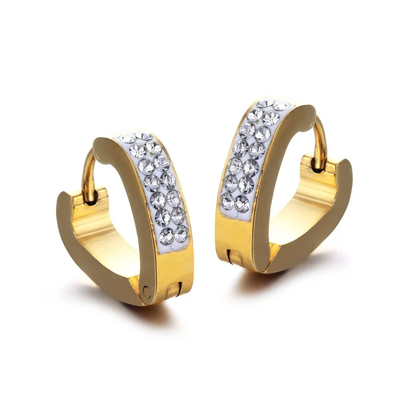 1 Pair Punk Men/Women Small Ear Circle Earrings Stainless Steel Piercing Ear Buckles Heart Round Hoop Earring Gothic Jewelry - Окраска металла: Style 4
