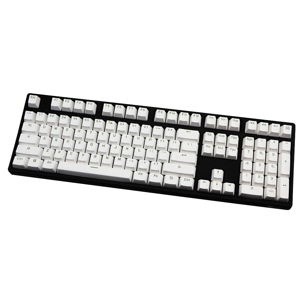 

Double shot 108 key complete set White green words PBT keycap OEM Profile For MX Switches Mechanical Gaming Keyboard