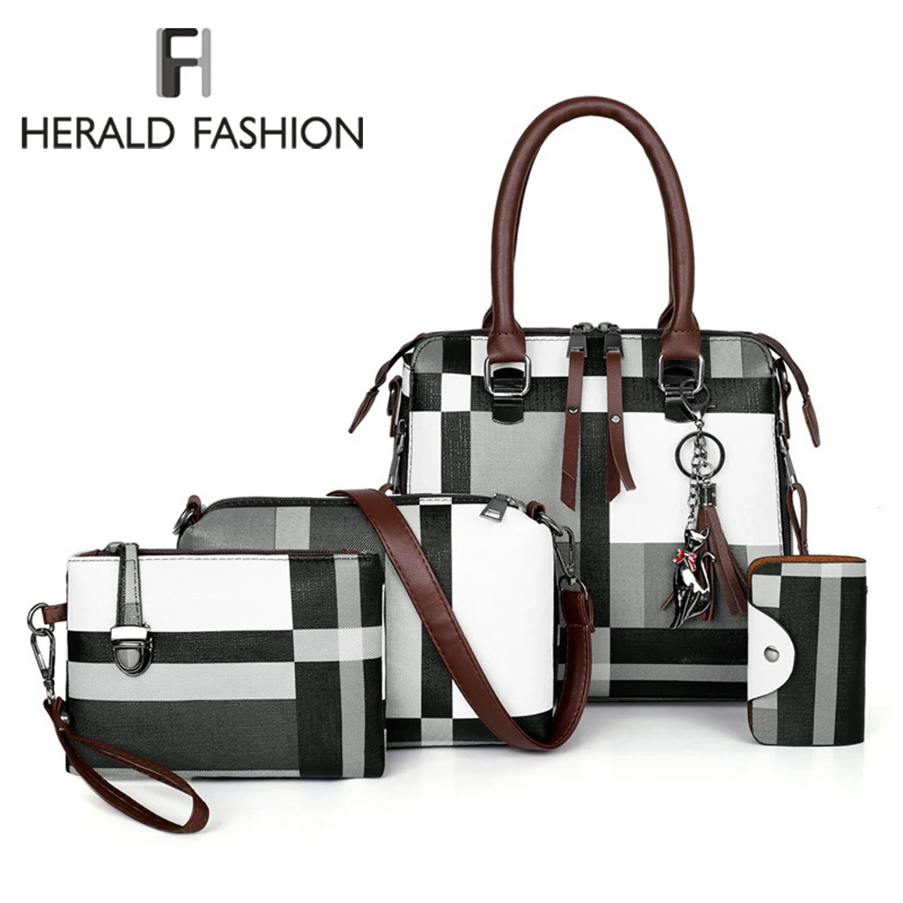Роскошные сумки в клетку Женские Дизайнерские Сумочки с кисточкой Набор сумок