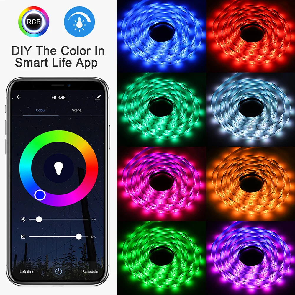 12V 30 светодиодный изменяемый RGB USB полосы Набор сделай сам гибкий светильник Wi Fi