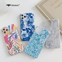 Leaf Flowers Glossy Phone Case for iPhone Pro Max MAX Rose Hard Blue Luxury Case for iPhone Plus Cover Hot