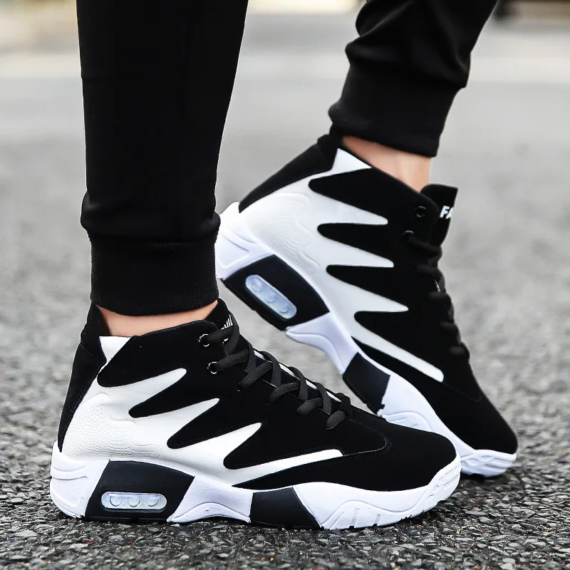 

2021 fashion new men's high-top shoes students color matching Korean fashion casual sneakers online celebrity with the same