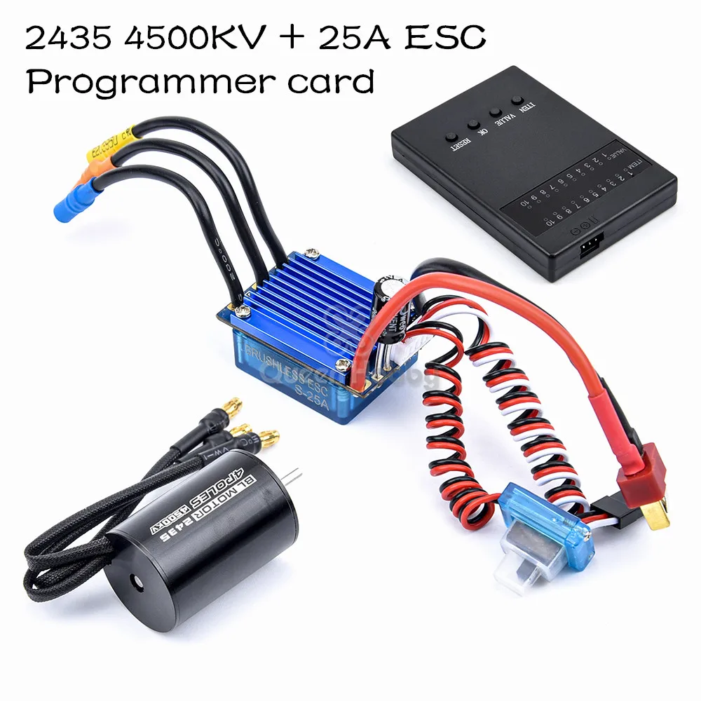 Motor sin escobillas 2435 3300KV 4500KV 4800KV / 2430 5800KV 7200KV + 25A ESC w/tarjeta de programaci&oacute;n para coche RC 1/18 y 1/16-1