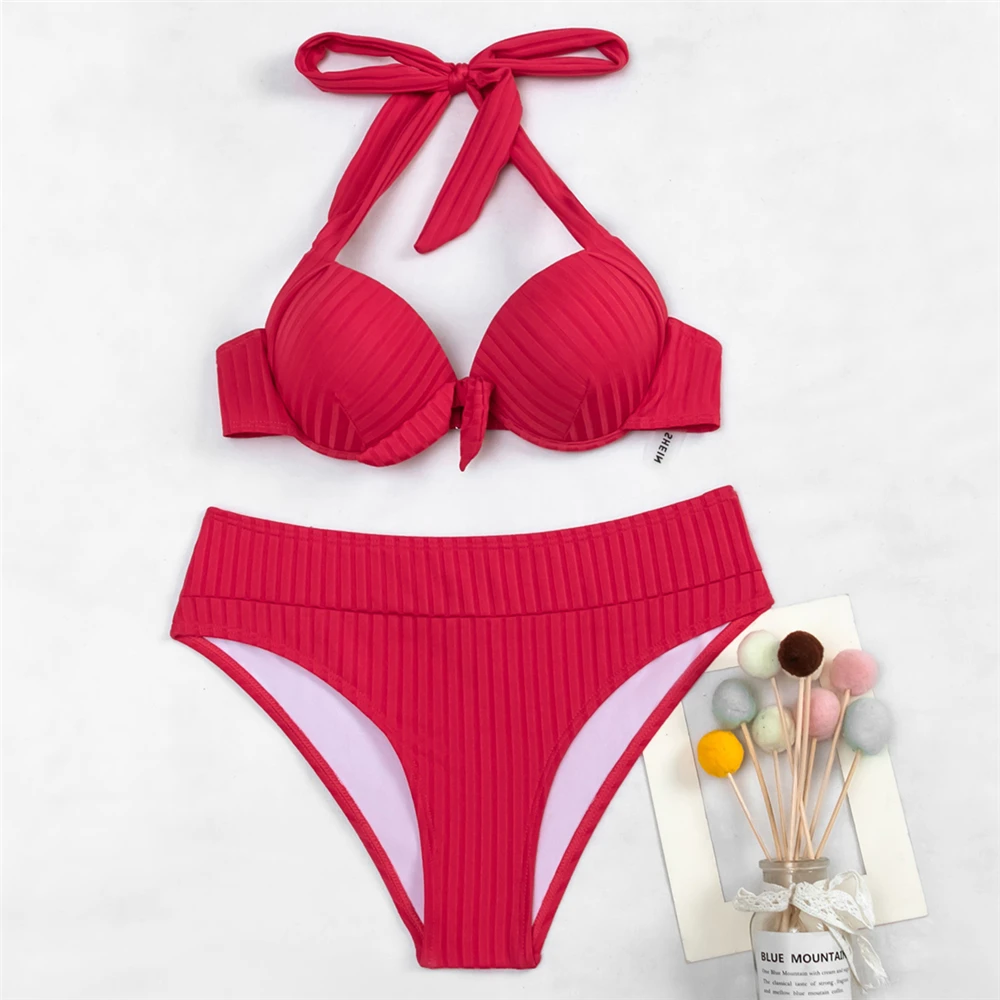 

Бандажный Комплект из трех предметов, бикини, спортивный купальник, женский купальный костюм, пляжный Элегантный Фиолетовый купальник, лет...