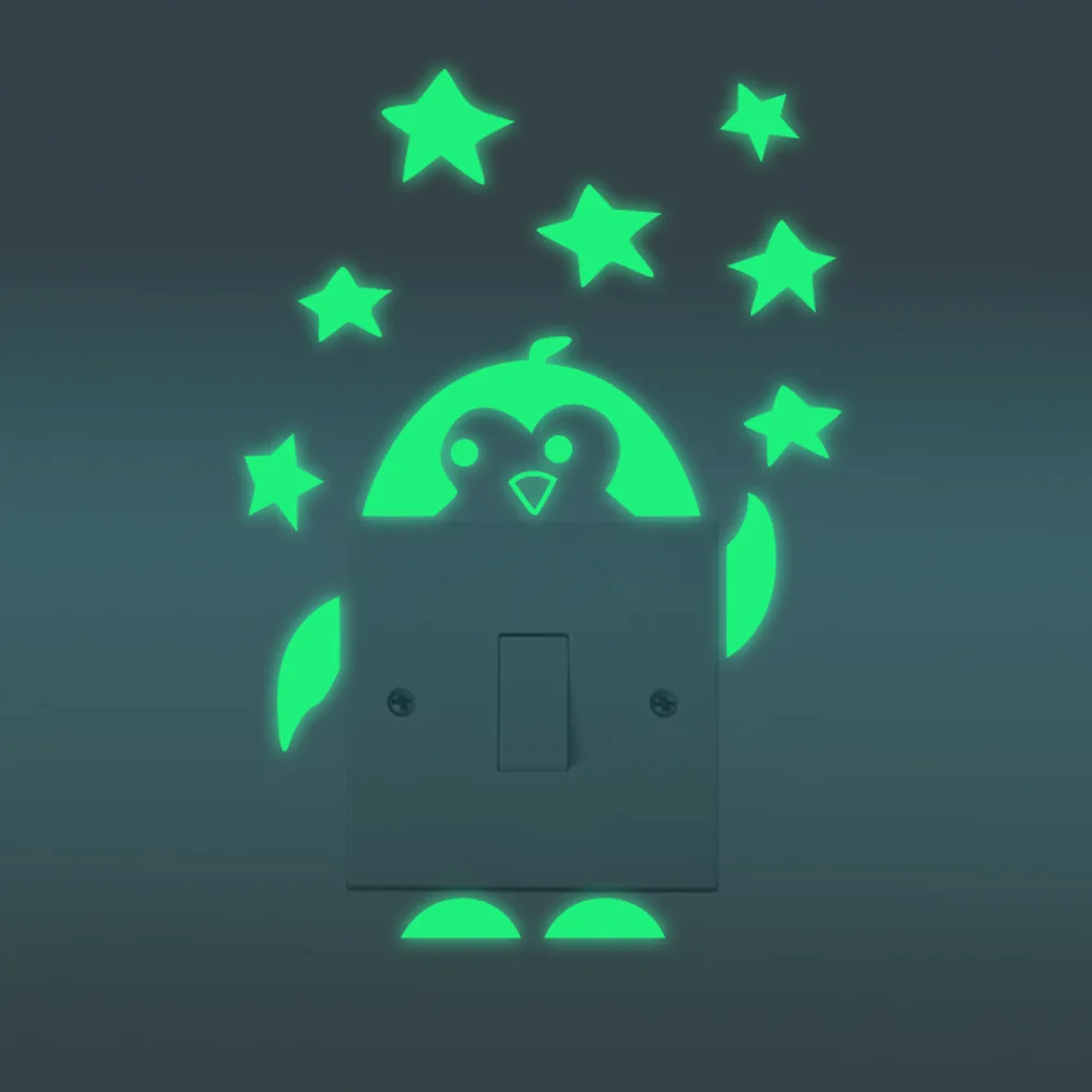 Флуоресцентная светящаяся Наклейка на стену с изображением кошки и рыбы