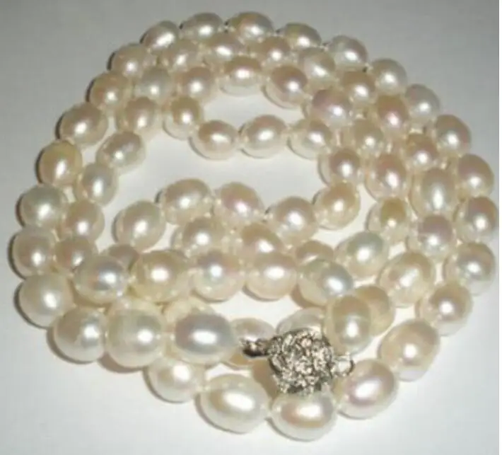 Ожерелье из жемчуга красивое ожерелье белого пресноводного культивированного 32