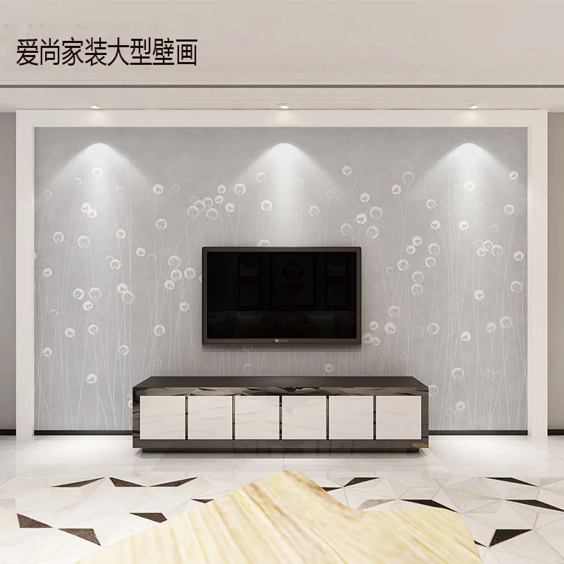 TV background wall mural simple modern living room decoration film and television bedroom dandelion 3D Wallpaper Waterproof |