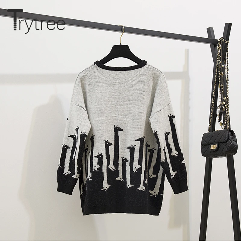 Trytree 2019 осенне-зимний комплект из двух предметов вязаный свободный свитер с