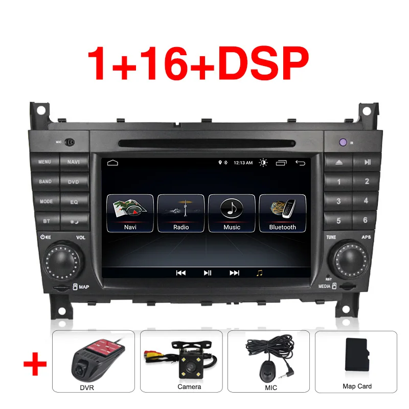 " HD 1024x600 четырехъядерный Автомобильный DVD Android 9 для Mercedes/Benz C Class W203 c200 C230 C240 C320 C350 CLK W209 gps РАДИО WiFi - Цвет: 16G