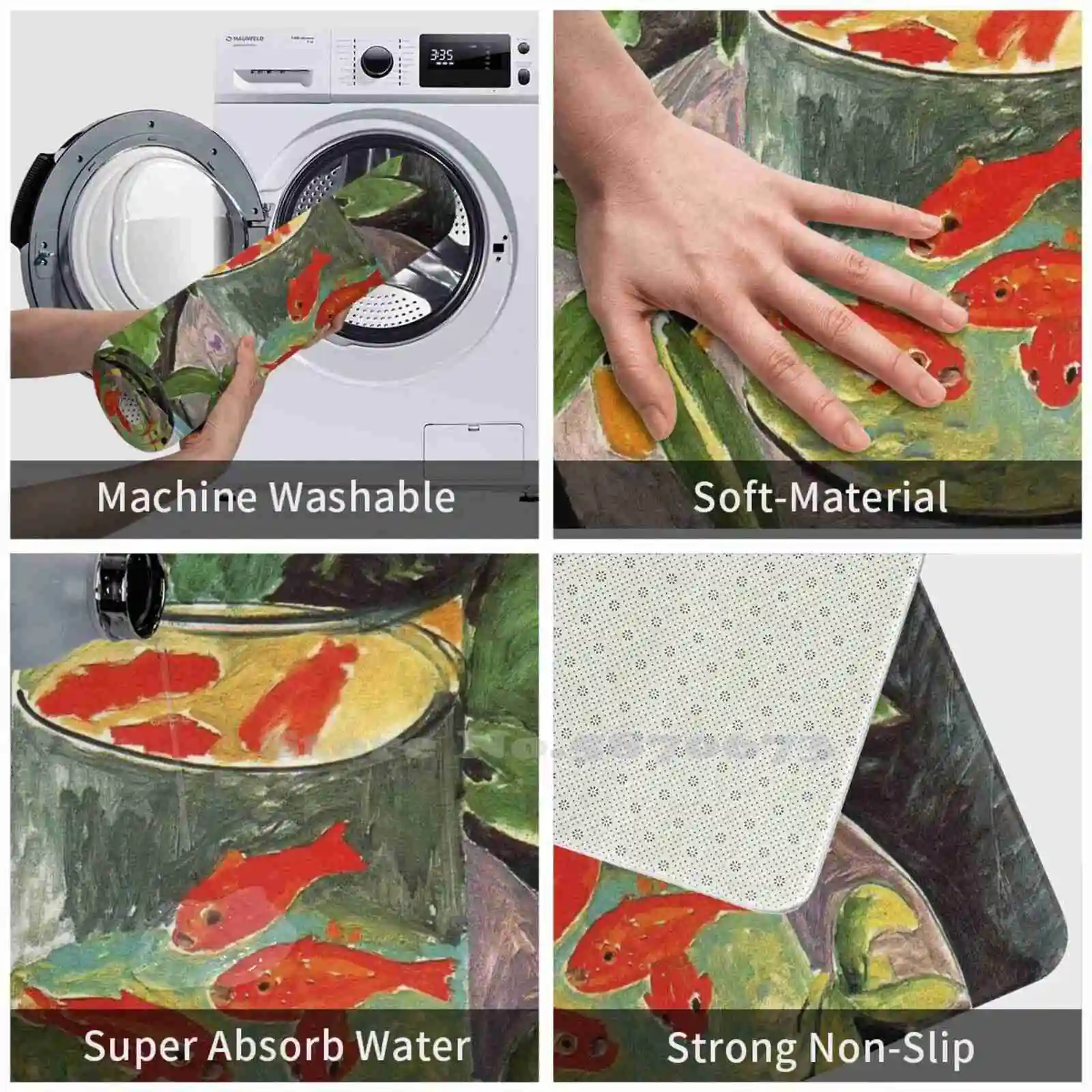 Мягкий Противоскользящий коврик с изображением золотых рыбок 1 шт. | Дом и сад