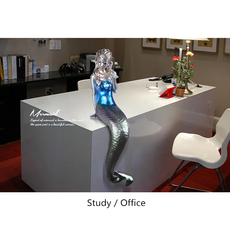 

Creative Mermaid Small Decoration Resin Plaster Statue White Plaster Portrait Sculpture Art Sketch A507