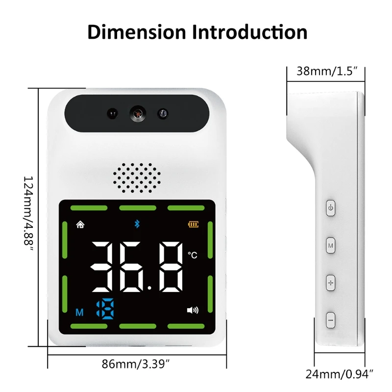 

Thermomètre infrarouge K88 à écran cinq couleurs, contrôle d'accès Bluetooth, trois Installations, deux alimentations, 11 langue