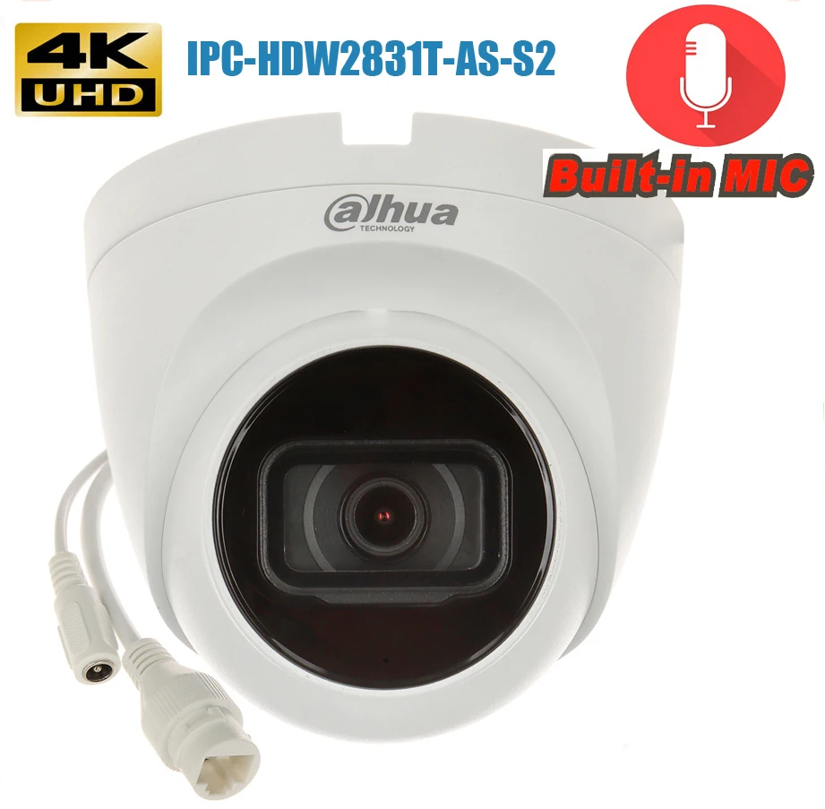 Продажа Оригинальная IP-камера Dahua для безопасности, 8 Мп, 4K, HD, стандартная Внешняя камера, PoE, слот для карты с микрофоном, H.265, ИК 30 м, камера IVS, IP67, Starlight