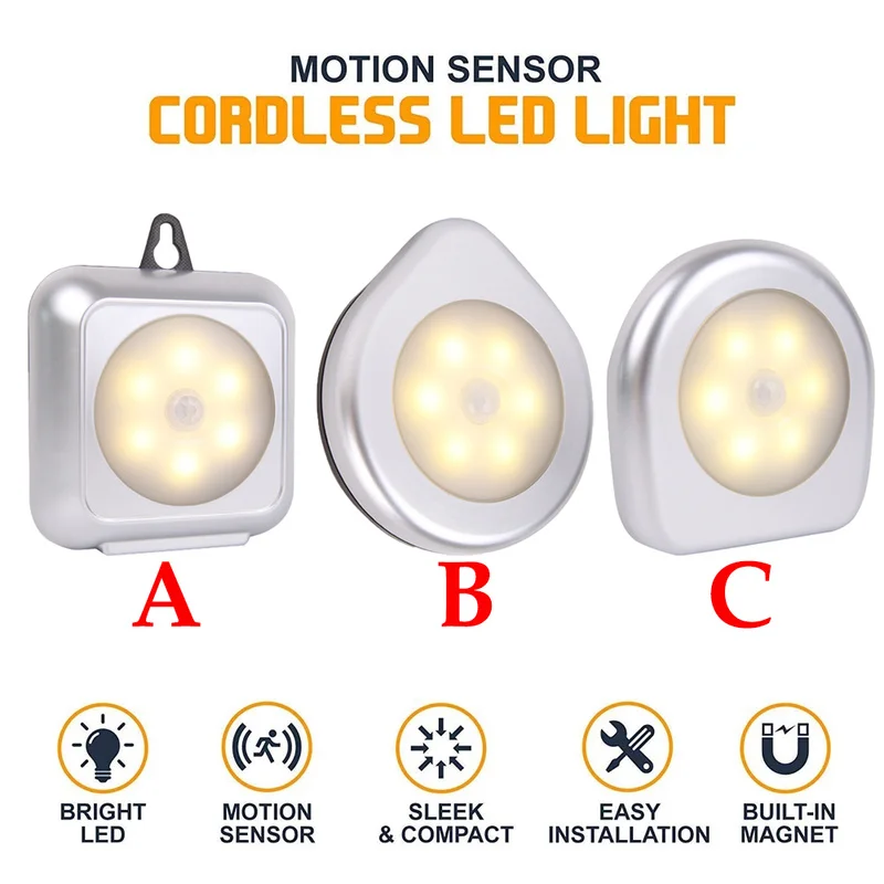 

LED Induction Lights Battery Powered Motion Sensor Night Lights for Bedroom Closet Under Cabinet Lights Home Room Pathway Lamps