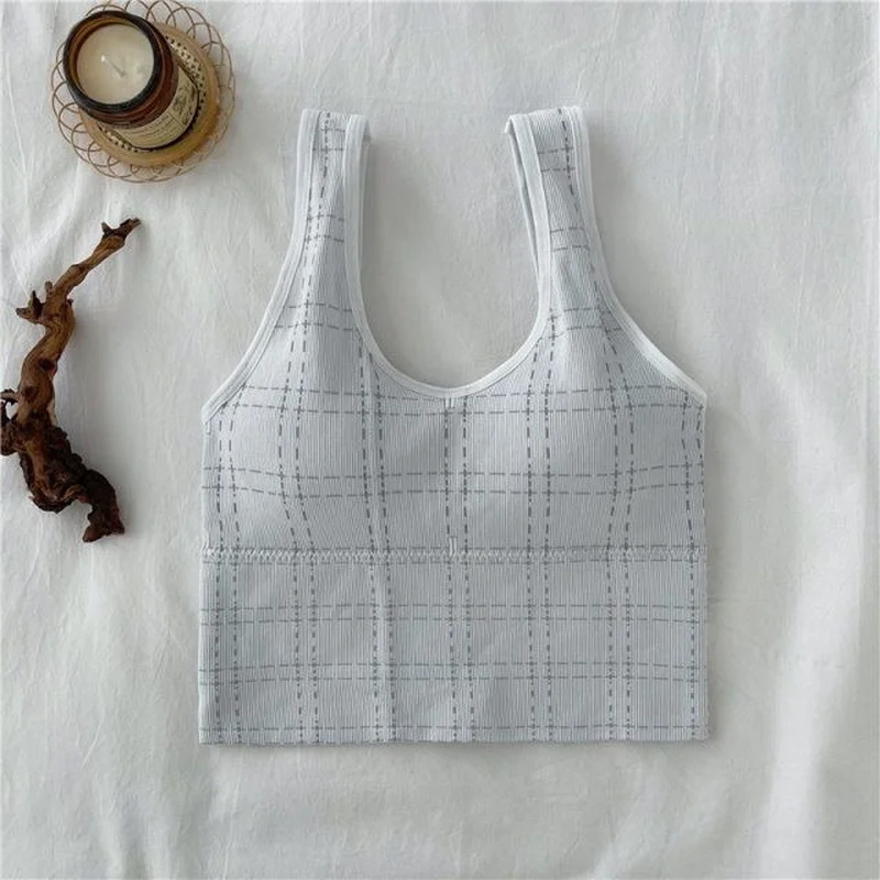 Майки женские в клетку пикантная универсальная простая Спортивная безрукавка