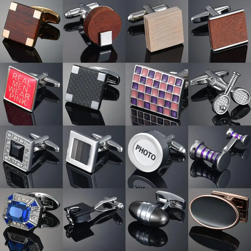 

Quality 18 Style Gold Color Shirt Cufflinks for mens Brand cuff Buttons High Quality For Wedding Party Cuff Links