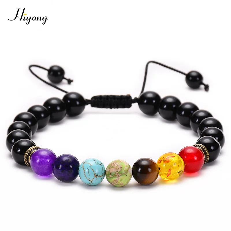 Hematite Bracelet 7 Чакра браслет для мужчин Wome Lava Rock Ароматерапия Эфирные масла диффузор браслет плетеный натуральный камень Бусины В Стиле Йоги браслеты - Окраска металла: Hematite Bracelet