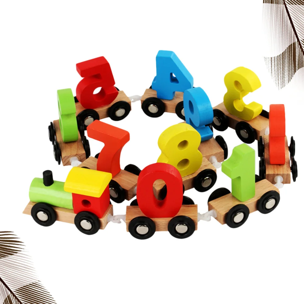 

1Pc Wooden Train Number Block Train Model Early Learning Prop Educational Supply for Kids Children