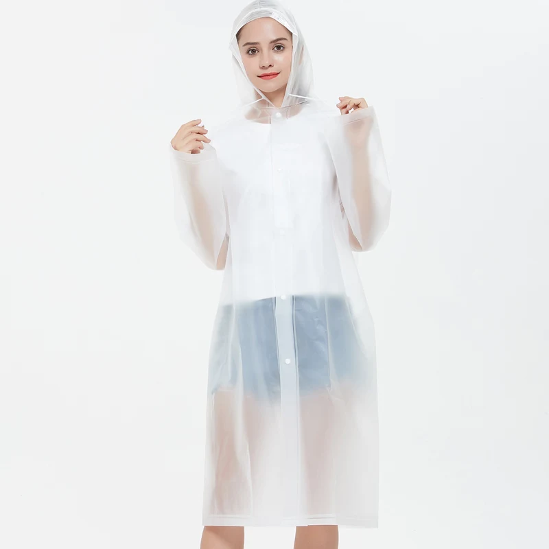 2021 EVA Белый Модный водонепроницаемый длинный дождевик с капюшоном для взрослых