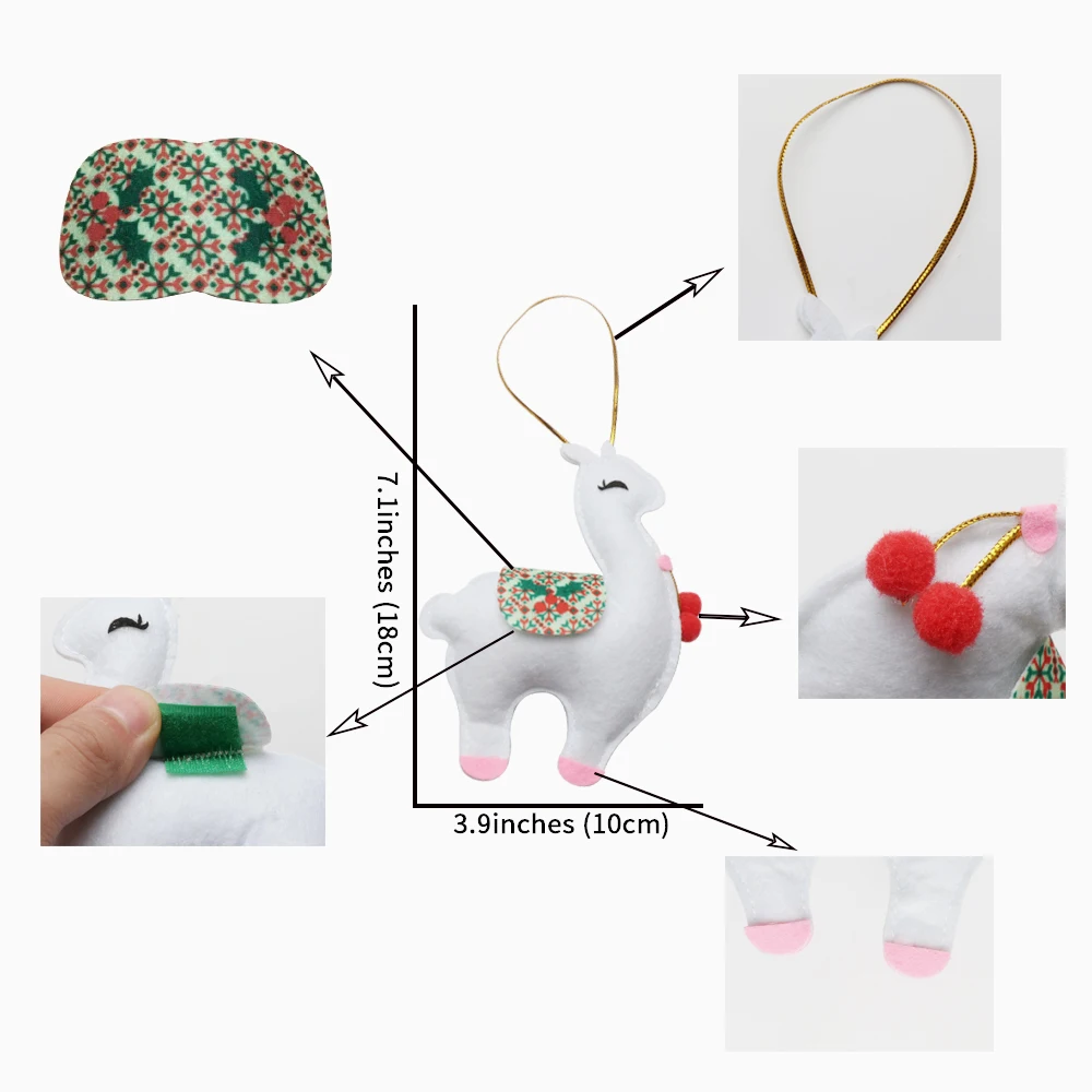 6pcs/Set Cute Felt Alpaca Pendant Fabric Ornaments Kids Toys Gift Birthday Gifts Party Decor Xmas Tree Decoration For Home | Дом и сад