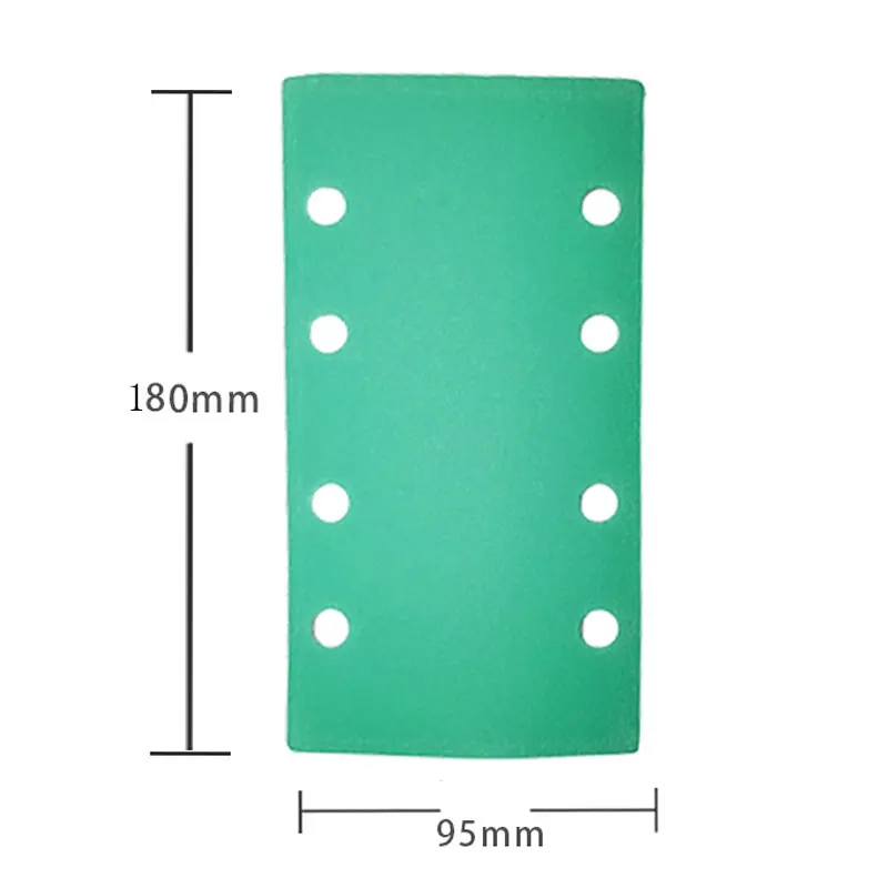 4+4 = 8 hole 50pcs 180x95mm Square flocking sandpaper self-adhesive sandpaper Porous back velvet disc Grit Suitable for Festool