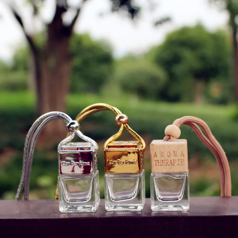 10pcs/lot 8ML Thick Glass Car Perfume Bottle Empty Hanging Pendant Bottles Mini Refillable Vials with Wooden Cap | Красота и здоровье