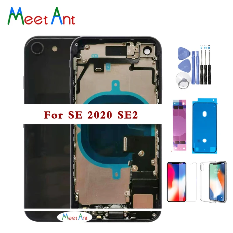 

Full Back Cover For iphone SE 2020 SE2 Housing Battery Door Middle Chassis Frame Housings Assembly Door Rear with Flex Cable