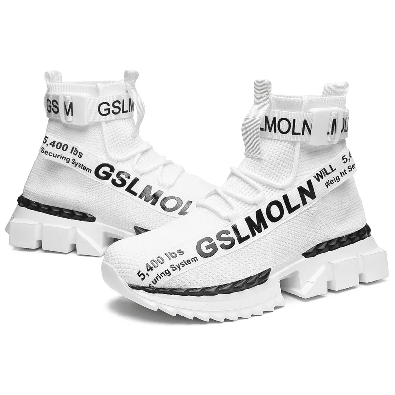 

Chunky High-top Men's Casual Sneakers Heighten Fashion Men Plus Size 39-46 White Sneakers Damping Tennis Running Shoes Trainer