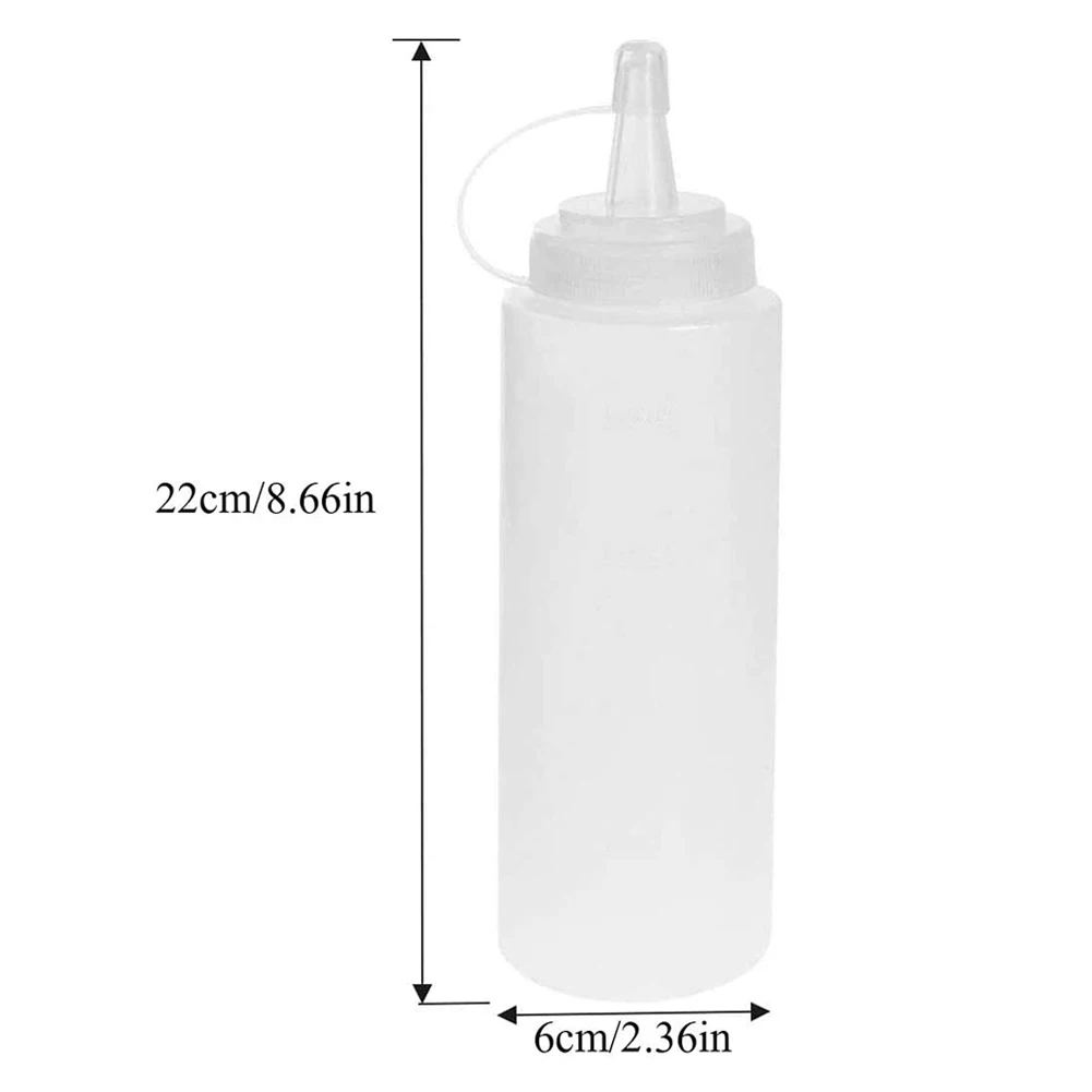 

6PCS Squeeze Bottle Sauce Pressing Bottle Kitchen Condiment Bottles With Cap Seasoning Dispensers For Sauce Ketchup White 400ML