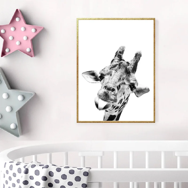 Художественный холст картины с принтом жирафа Черный и белый животных Плакат для