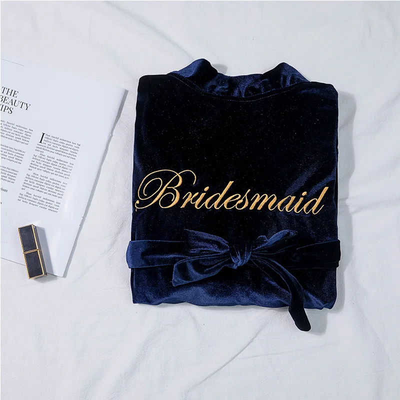 Бархатный халат для невесты подружки винного цвета короткая повседневная одежда