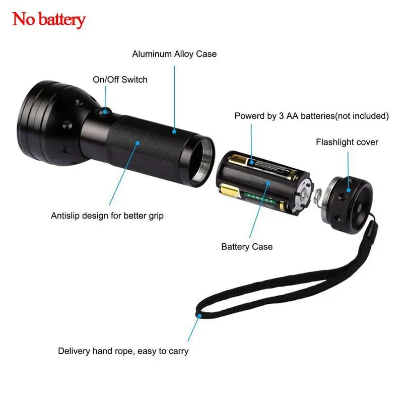 

Waterproof Durable LED Purple Flashlight Outdoor Portable UV Flashlight Night Flashlight 51 LED Purple Light
