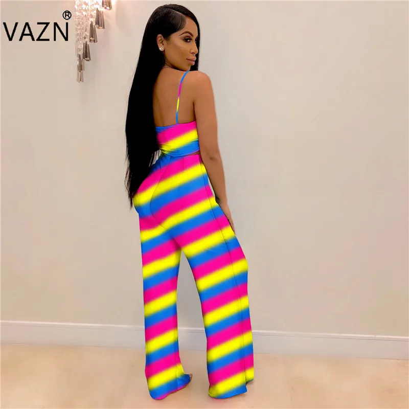 Женский шифоновый комплект VAZN FM1086 из двух предметов открытые длинные брюки в