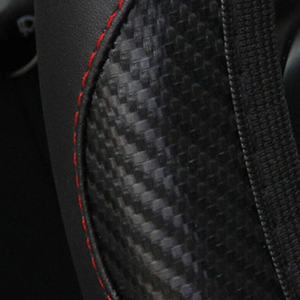 

Car Steering Wheel Cover Protector Carbon Fiber Leather Anti-Slip For 37~38CM