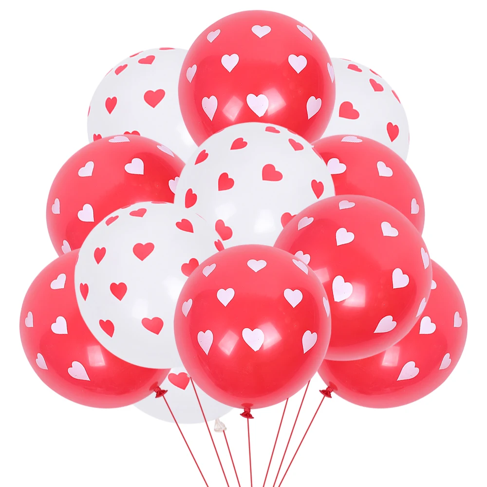 

10pcs 12inch Red White Heart Latex Balloons Romantic Decoration Globos For Valentine's Day Wedding Propose Girl Love Balloon