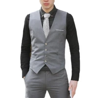 business men 4 buttons v neck sleeveless waistcoat slim fit working wedding vest