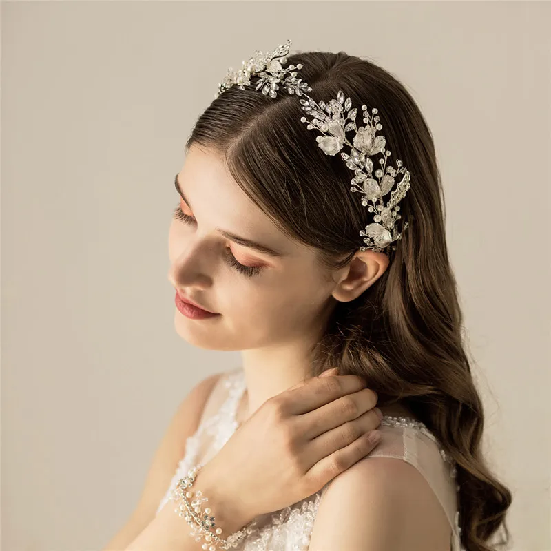 

New Design Shining Flowver Pearls Wedding Tiaras Hairbands Wedding Hair Accessories