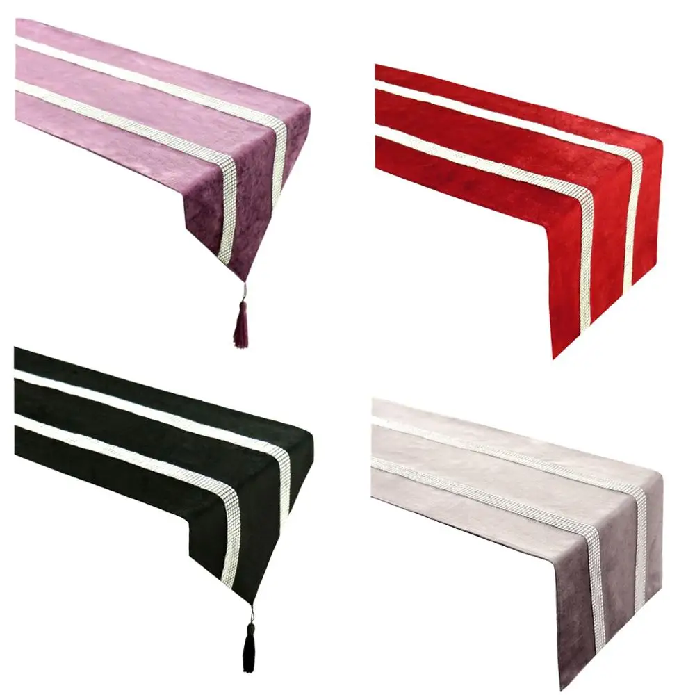 

Flannel Diamond Table Runners Modern Tassel Table Runner Cloth for Wedding Christmas Party Decors for Home Dining Table Runner