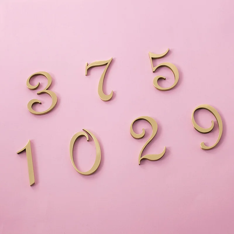 Твердый латунный номер дома/50 мм высота/0-9 для офиса Современная табличка номера