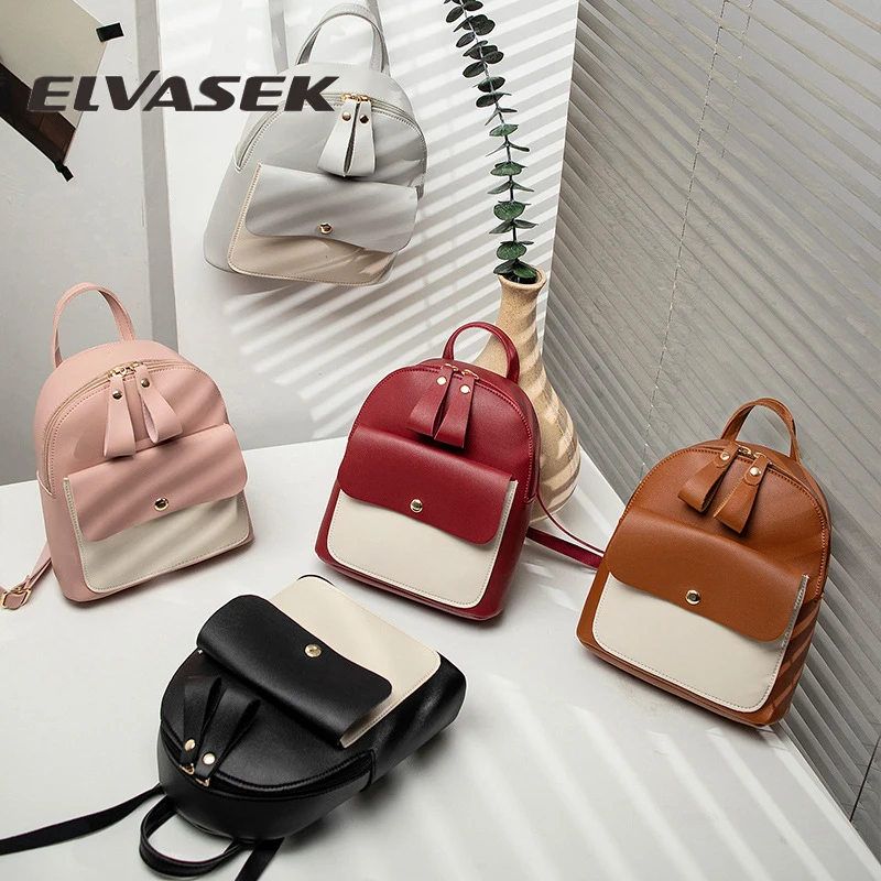 Женский рюкзак ELVASEK дорожная сумка кожаный и вместительный с мягкой ручкой