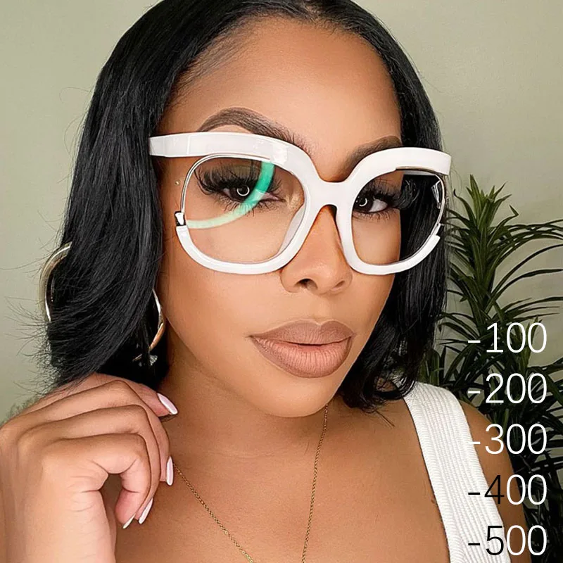 

Classic Oversized Anti Blue Light Myopia Glasses Frame Women Luxury Brand Feminine Optical prescription Transparent Eyeglasse