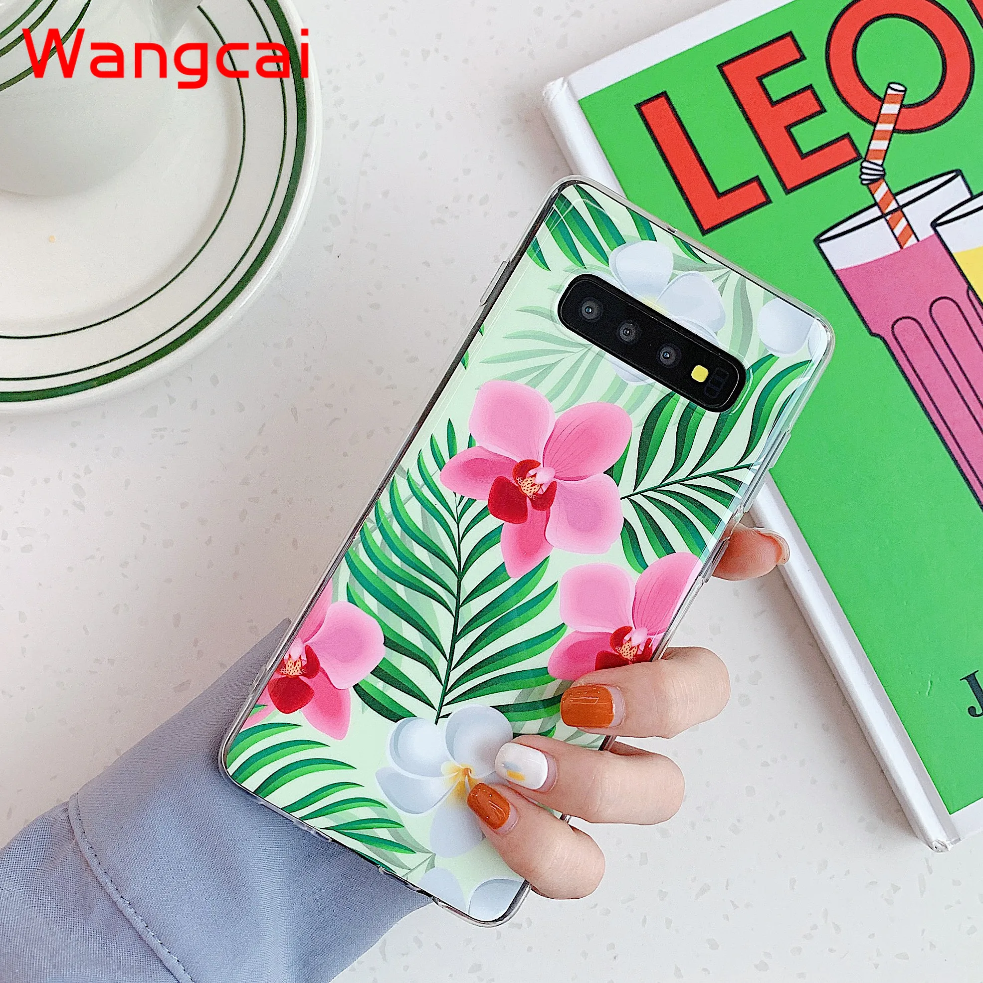 flower leaf case for samsung galaxy a70 a30s a50s a30 a20 a10 a50 m10 s10 note 10 9 s10 s9 s8 plus soft imd cover with holder free global shipping