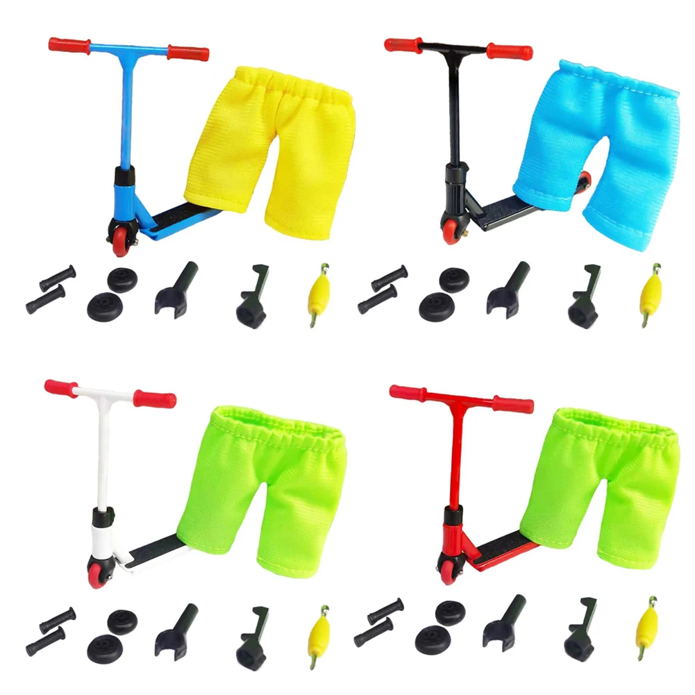 

Alloy Mini Finger Scooter Model Scooter + Pants + Spare Wheel Finger Board Accessories Skateboard Finger Toy for Kids
