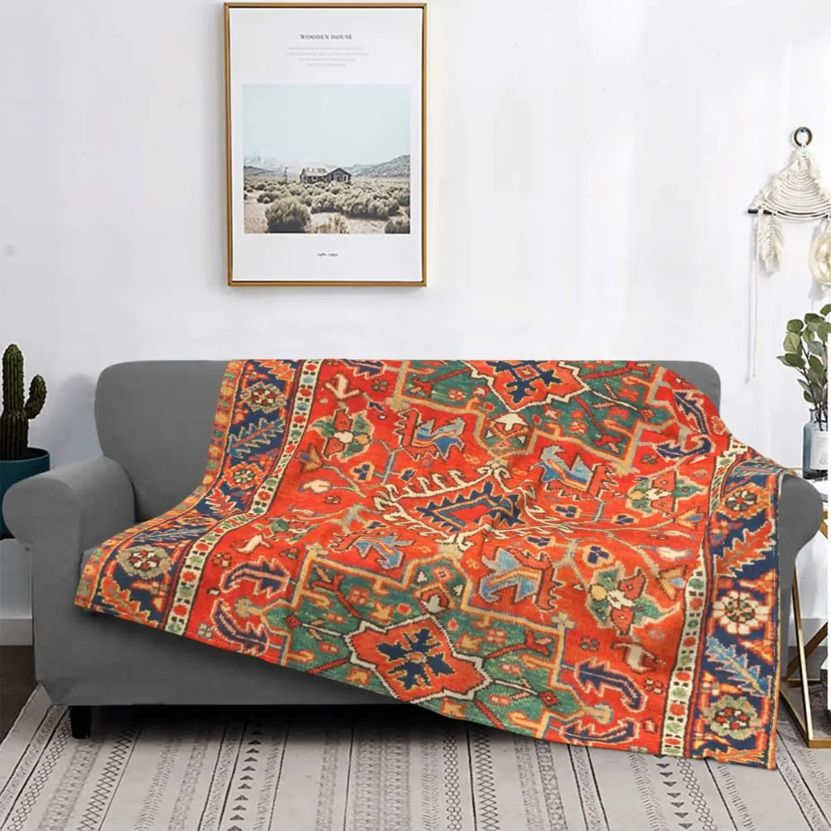 

Karadaja-alfombra persa antigua estampada, colcha a cuadros para cama, sofá, manta doble, pickick