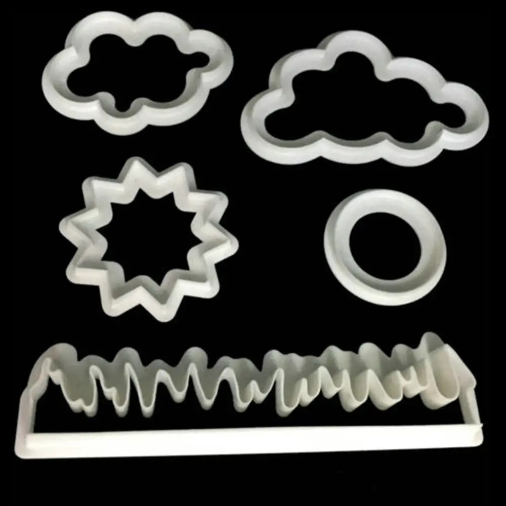 5 шт./компл. пластиковый резак для помадки форма печенья торта трава/солнце/облако