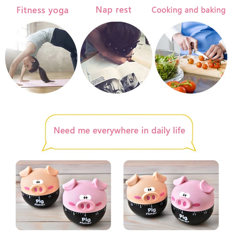 

1PC Cute Piggy Kitchen Cooking Timer 60 Minutes Countdown Alarm Clock Reminder Tool