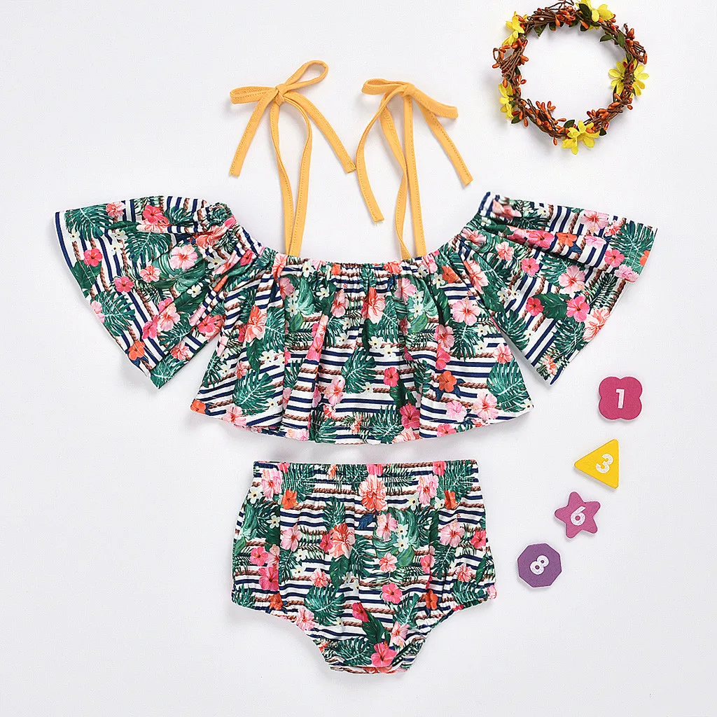 Детские купальники для маленьких девочек милый купальник с оборками комплект